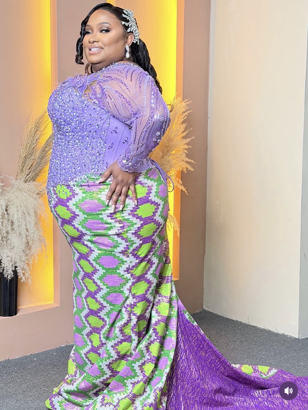 Elegant Purple and Green Kitenge Mermaid Dress